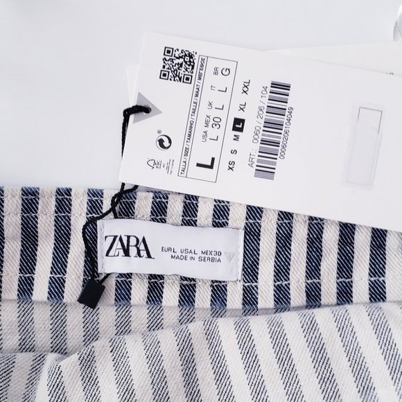 ZARA Denim Striped Crop Top - Picture 7 of 8